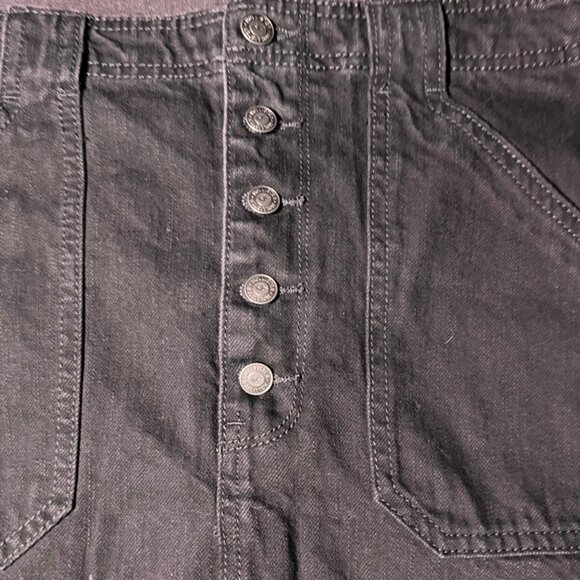 Hollister‎ black denim jean skirt -buttons Sz 11 - Picture 2 of 7